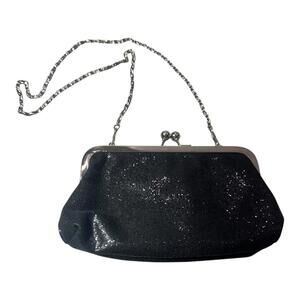 Super Adorable Black‎ Retro Sparkly Silver Chained Mini Bag